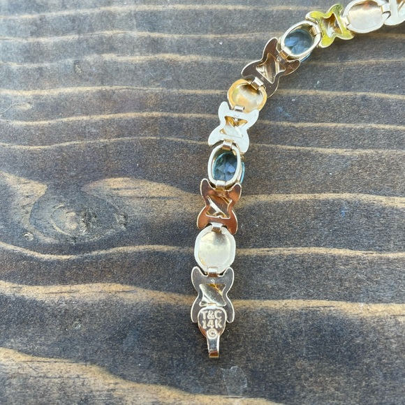 14k Gold Town & Country Blue Topaz Bracelet - Picture 5 of 7